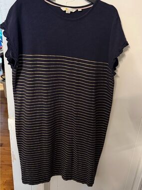 Boden Faye Navy and Gold Jersey dress